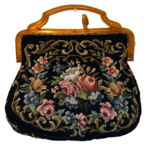 Vintage Floral needlepoint bag
